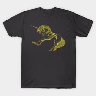 Nightmare Unicorn, Yellow Outline T-Shirt